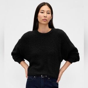 GAP Fuzzy Oversized Crewneck Sweater - black - medium tall